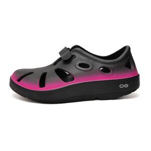 Oofos OOcandoo Sport Women 10 Black Pink Recovery Sandals OOfoam Arch Support